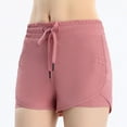 thumbnail image 2 of hopeusnice Women's Quick Dry Fake 2 Piece Yoga Shorts Elastic High Waist Sweat Shorts Drawstring Workout Vacation Casual Beach Solid Color Lounge Shorts Fashion Summer Pants Pink L, 2 of 5