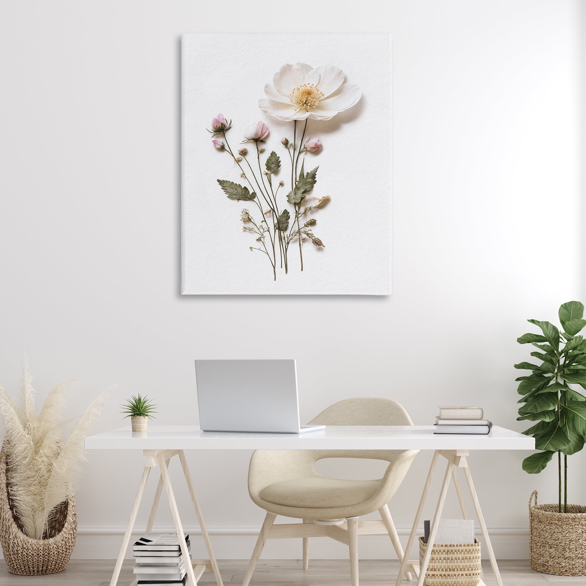 Simple Pressed Flowers Canvas Wall Art, design by Lettered and Lined