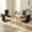 Table with 4 Black Chairs Gold Leg, variant on Sumdeal Modern 5-Piece Light Luxury Dining Set, 71" Oval Tempered Glass Table with Silver Double Pedestal Base & 4 Grey PU Leather High-Back Chairs, Kitchen