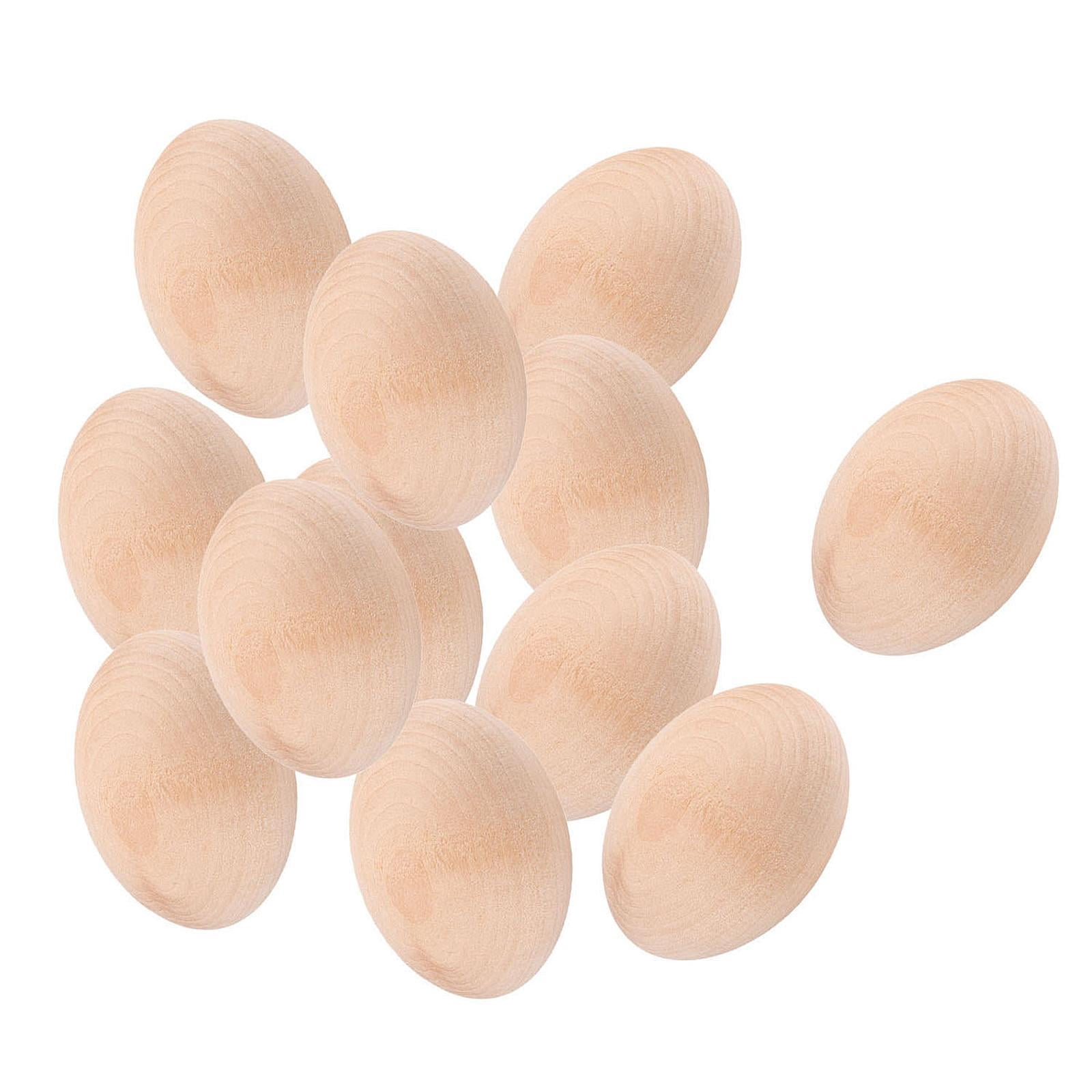 QccHieUs Unfinished Easter Eggs Party Favors Decoration Hanging Ornaments Wood Blank Eggs 12pcs 1.8x1.3inch
