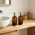 thumbnail image 4 of Ensemble de Bouteilles Rondes pour Shampooing et Lotion en Verre avec Pompe en Acier Inoxydable, Vides, Réutilisables, Contenants de Voyage pour la Maison, la Salle de Bain, la Coiffeuse, Café, JKODE, 4 of 6