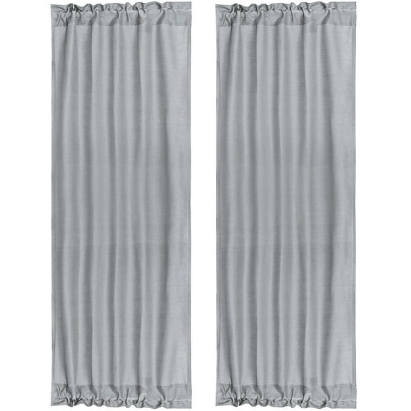 Unique Bargains 2-Pack Rod Pocket Door French Curtains Gray 25" x 72"
