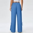 thumbnail image 5 of Workout Casual Pants for Women Linen Pants Summer Casual Slacks Lace Side Slits Beach Trousers Vacation Outfits Pants M, 5 of 5