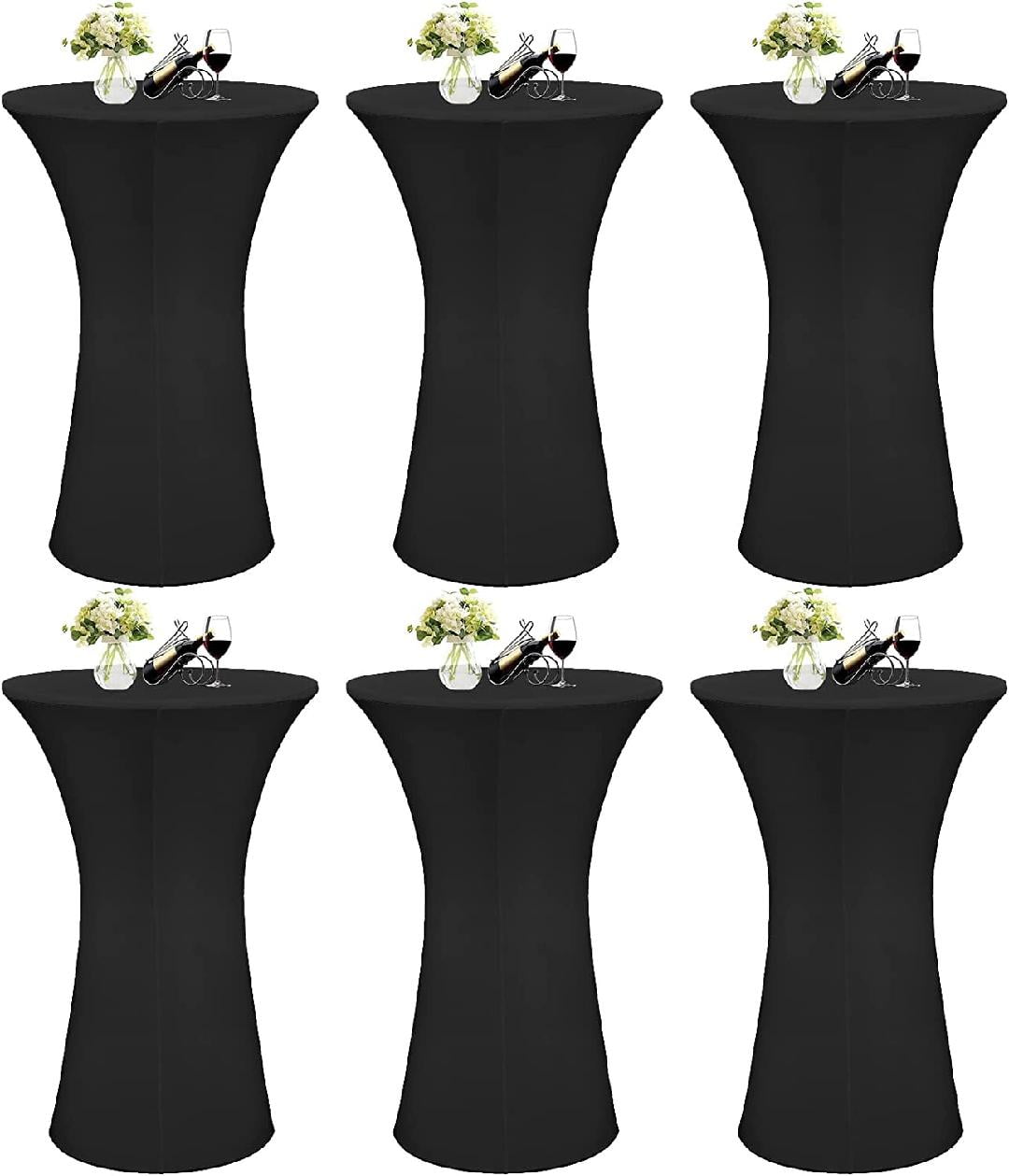 6 Pieces Cocktail Spandex Stretch Round Corners Tablecloth 32"x43
