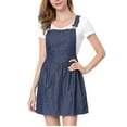 thumbnail image 5 of INSPIRE CHIC Women's Adjustable Shoulder Straps Cute Mini Overall Dress M Dark Blue-Dots, 5 of 7
