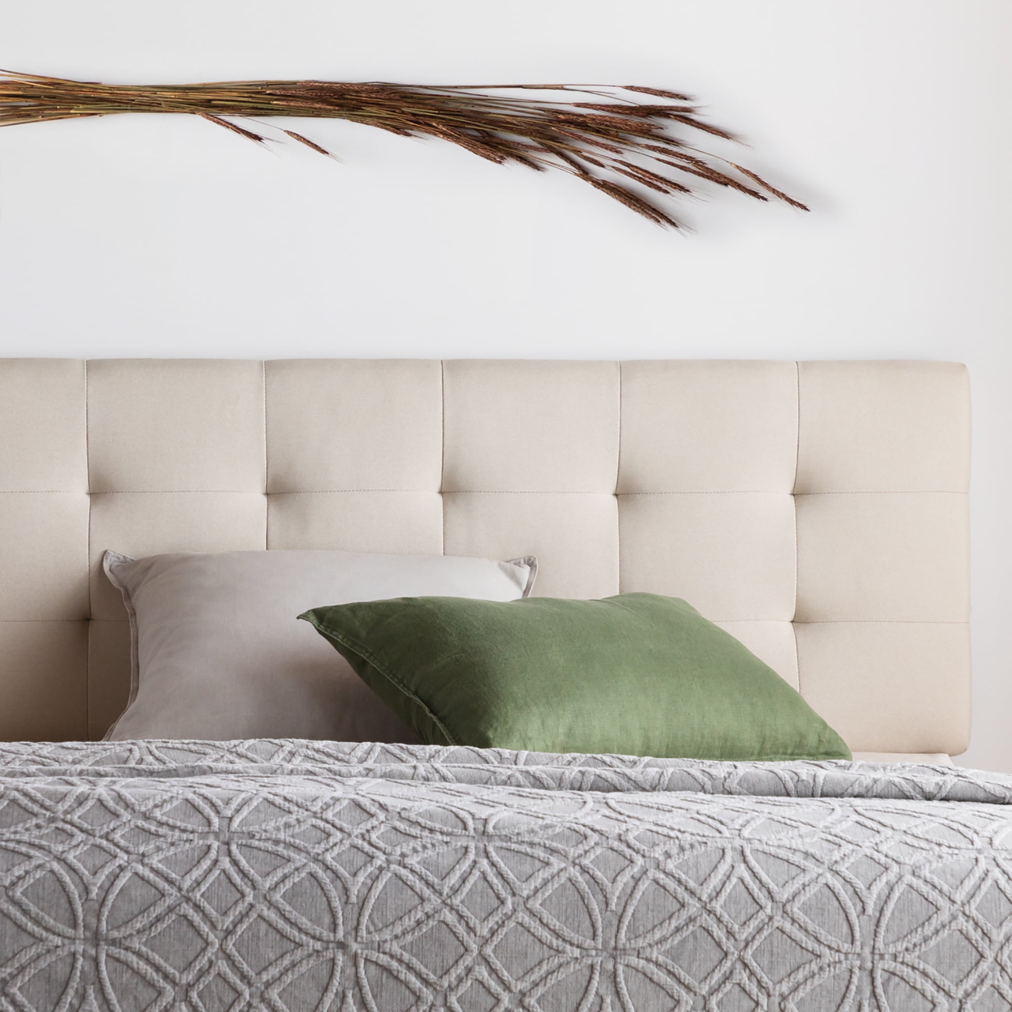 Rest Haven Upholstered Square Tufted Mid Rise Headboard Twin/Twin XL