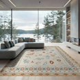 thumbnail image 2 of ODIKA 8'x10' Ivory Rust Traditional Botanical Motif Washable Area Rug Geometric Floral Multi-Border Classic for Dining Room, Large Office, Lounge, Non-Slip Chair-Friendly Mat, 2 of 7