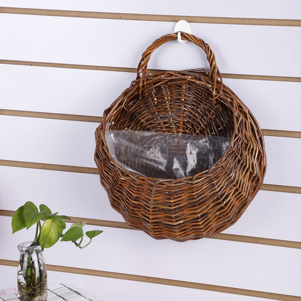 SPRING PARK Handmade Woven Hanging Basket Natural Wicker Handed Storage