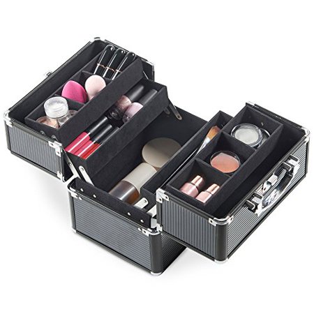 Embellissez La Caisse De Train Organisateur Cosmetique De Maquillage Noir Boite De Rangement Professionnelle En Aluminium De 10 Avec Serrure Et Poignees Chromees Walmart Canada