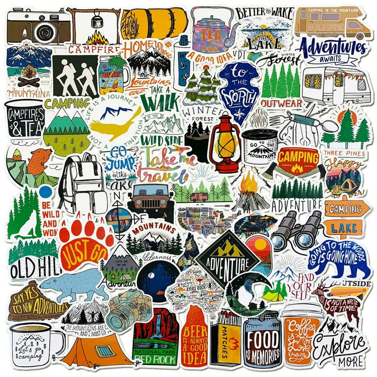 100 Pcs Outdoor Adventure Stickers Wilderness Nature Waterproof
