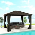 thumbnail image 2 of Outsunny Gazebo de Luxe 3 m x 3,6 m avec Toit Rigide, Rideaux et Moustiquaire, Gris, 2 of 10