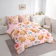 thumbnail image 3 of Homewish Cute Capibara Animal Twin Bedding Sets 7-Piece for Teen, Kawaii Bowknot Bedding Comforter Set, Pink Cartoon Theme Reversible Sheet Sets, Microfiber Bedroom Decor, 3 of 7