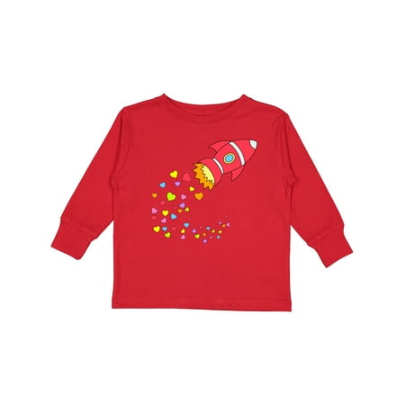 

Inktastic Valentine s Day Rocket Ship with Hearts Gift Toddler Boy or Toddler Girl Long Sleeve T-Shirt