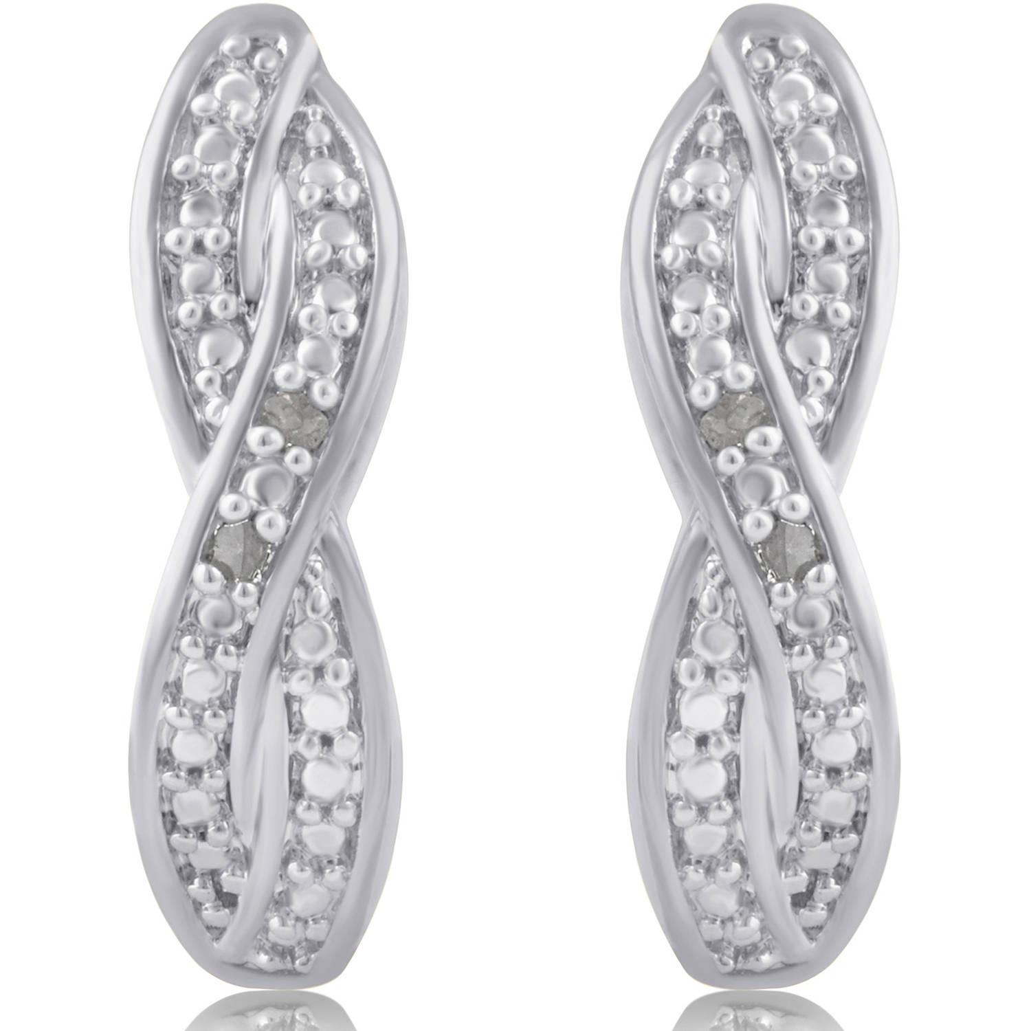 Arista Diamond Accent Infinity Women's Hoop Earrings in Rhodium Plated Brass