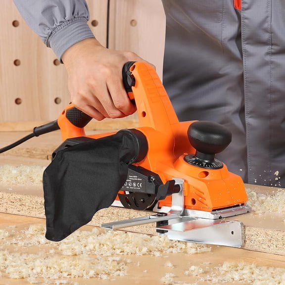 Electric Hand Planer 3-1/4-Inch Cut Width 7-Amp 16800 RPM Corded Power Tool for Woodworking with Adjustable Depth and Dual Switch Safety
