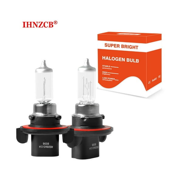 IHNZCB H13/9008  Halogen Headlight Bulb, Super Bright Warm White 55W 3400K Car Fog Light Replacement Lamp, Pack of 2
