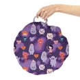 thumbnail image 2 of Cartoon Round Floor Cushion with Handle, Funky Hearts Creatures Little Girls and Boys Cats Comic-themed, Decorative Pillow for Living Room & Dorms, 18" Round, Dark Purple Multicolor, by Ambesonne, 2 of 4