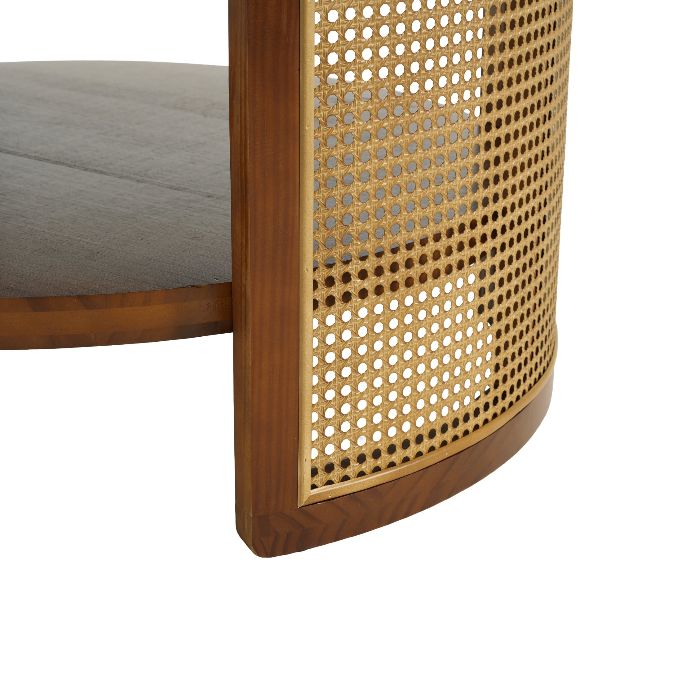 Christopher Knight Home 31.5" Boho Farmhouse Round Coffee Table with Shelf and Rattan Side, Walnut+Gold