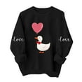 thumbnail image 2 of FAWUUDO Womens Valentines Day Sweatshirt Heart Print Crewneck Long Sleeve Pullover Casual Comfortable Romantic Gift for Her Black L, 2 of 7
