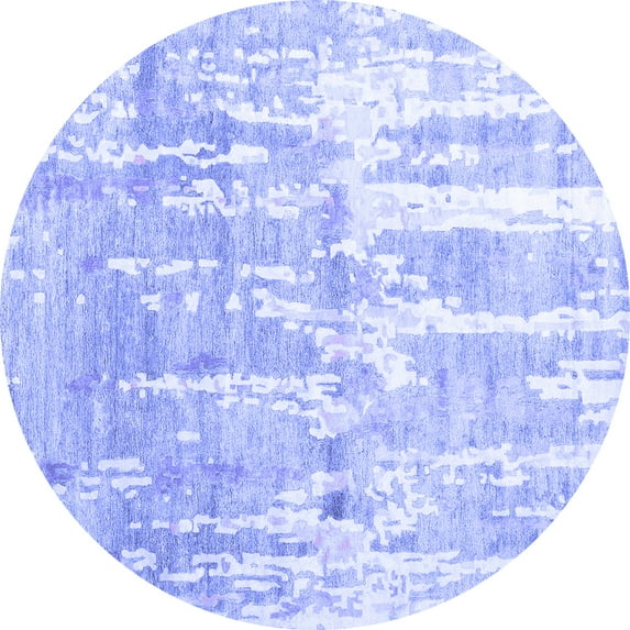Ahgly Company Indoor Round Abstract Blue Contemporary Area Rugs, 4' Round
