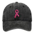 thumbnail image 2 of Cancer Awareness Hat Unisex Solid Adjustable Ribbon Embroidered Denim Baseball Caps, 2 of 8