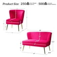 thumbnail image 6 of 3 Pieces Living Room Sofa Set with Upholstered Loveseat Couch Armless Accent Chairs Fuchsia, 6 of 9