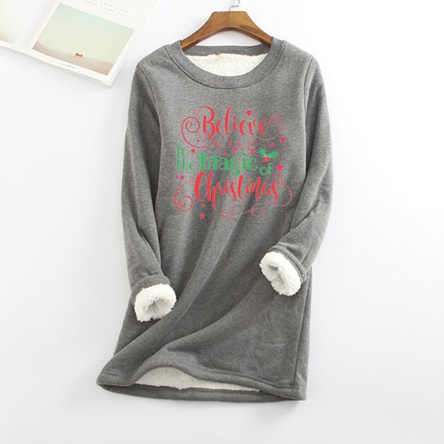 Aujourd'hui Réduction! Aqestyerly Hauts de Noël pour Femmes Liquidation Mode Imprimée Peluche Chaude