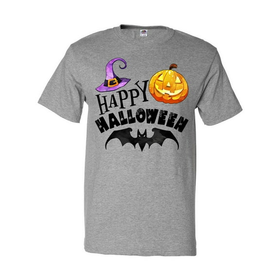 Inktastic Happy Halloween Bat, Witch Hat, Jack O Lantern T-Shirt