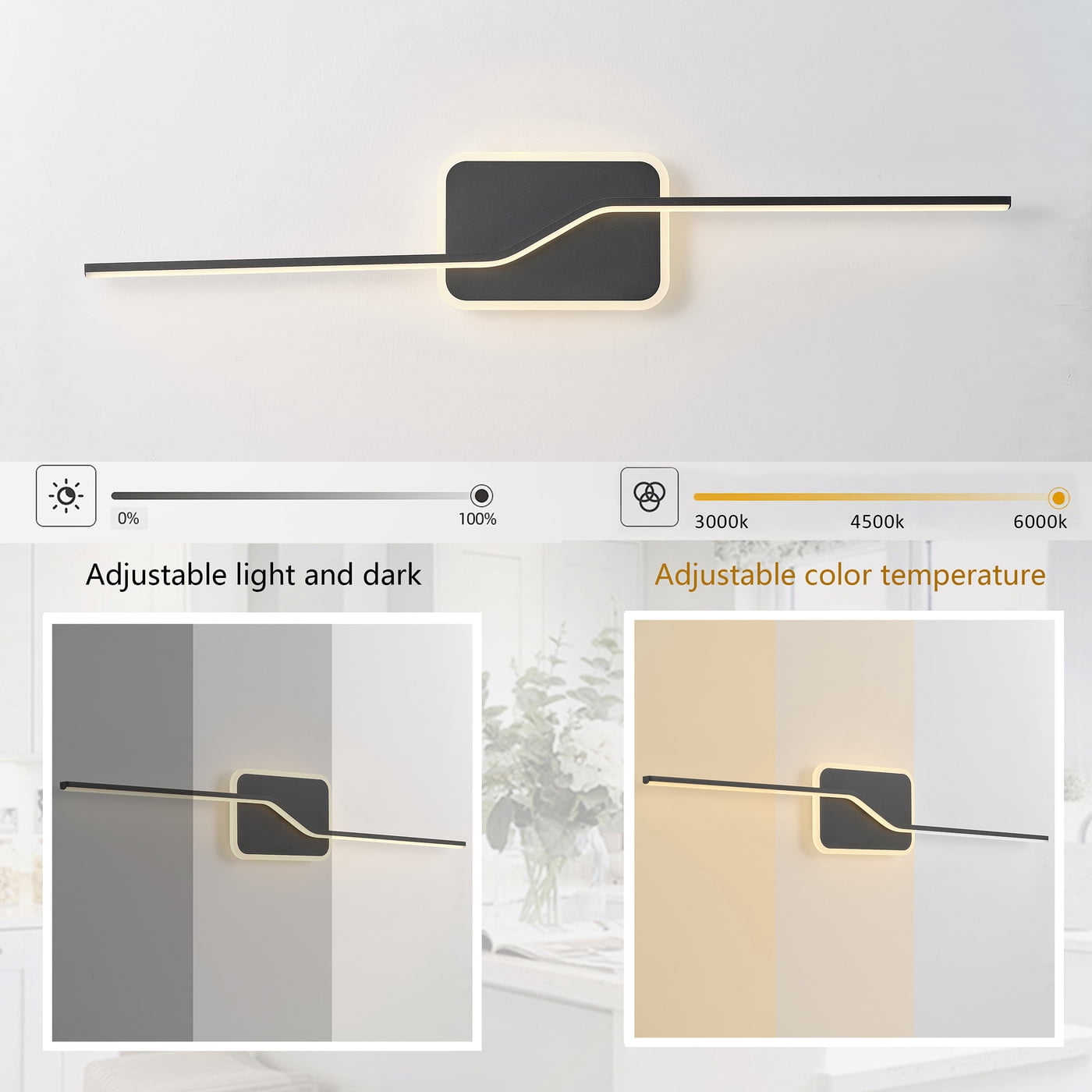 Modern LED Vanity Light Fixture Classic Bathroom Linear Wall Sconce Over the Mirror Black Retro Vanity Lighting