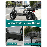 Electric Scooter Adults with Seat, 48V 17.5AH Foldable Escooter 14 Tires 1200W Peak Motor 25MPH 35Miles Long Range and Disc Brake 350lbs Max Load Dual Shock Suspension Wide Deck Rear Box