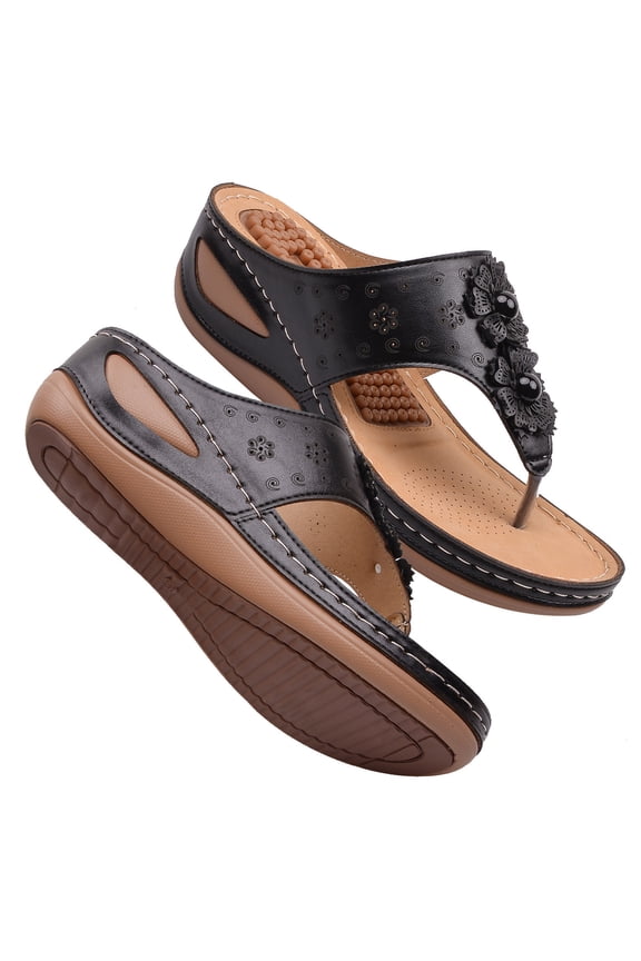 Women Sandals Clearance 2023! Women's Flip-Flops with Arch Support Fashion Solid Color Pinch Toe Comfy Sandals Slope Heeled Beach Casual Shoes Summer Athletic Outdoor Beach Sandals