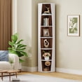 thumbnail image 5 of Tribesigns 70.9 Inch Tall Narrow Bookcase White and Walnut 6-Tier Corner Bookshelf Storage, 5 of 7