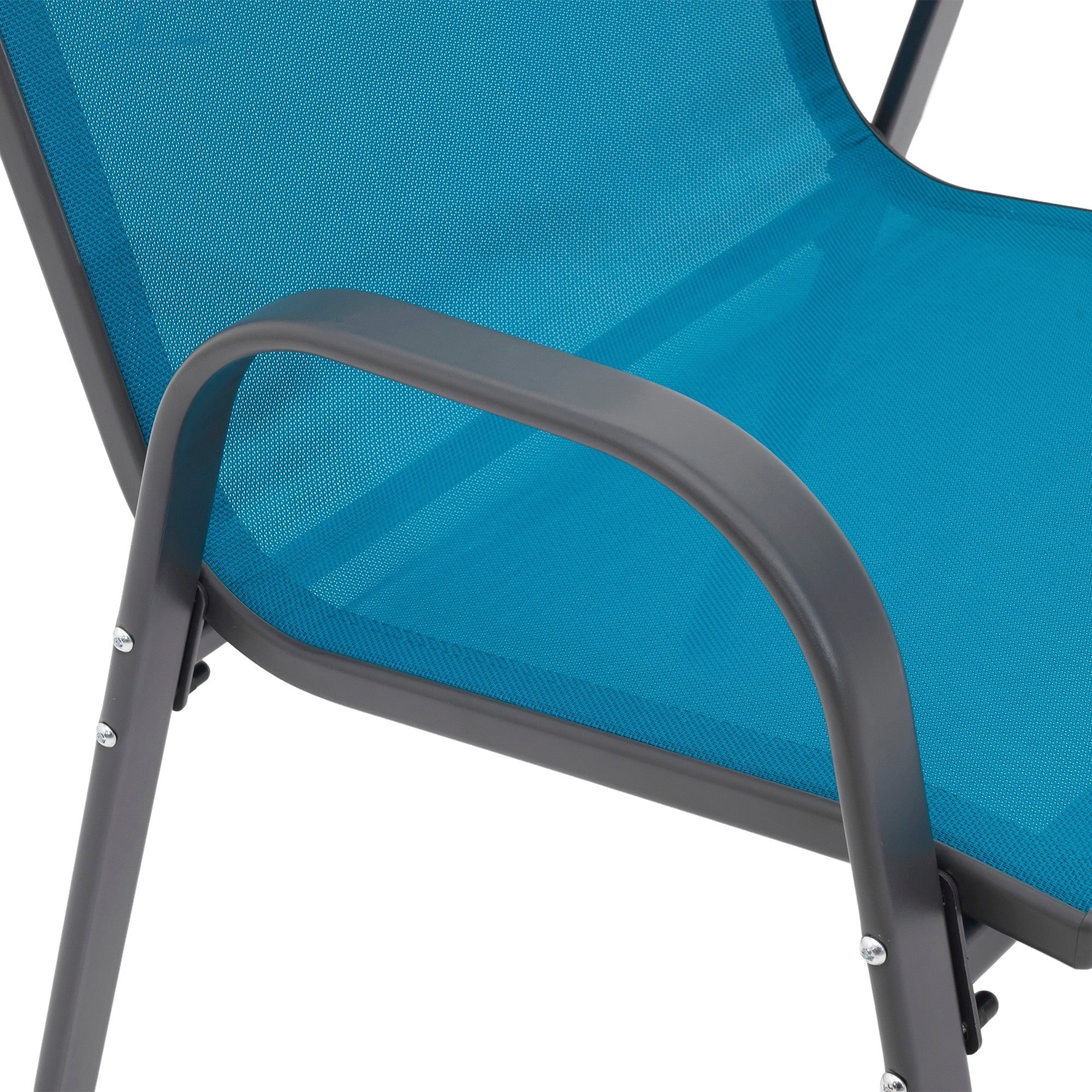 Sailvan Set of 6 Outdoor Patio Chairs,Breathable Textilene Garden Dining Chairs with Armrest and High Backrest Blue