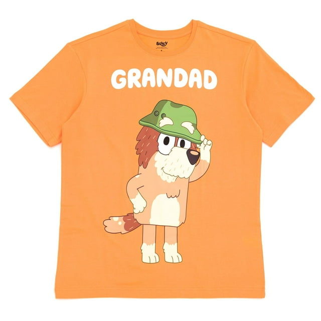Camiseta para Hombre Bluey Abuelo Naranja Mediana