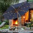 thumbnail image 4 of Sunnydaze 8.5 ft Outdoor Patio Umbrella with Push Button Tilt and Crank - Faux Woodgrain Finish - Large Vented Market Umbrella - Navy Blue, 4 of 15