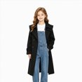 thumbnail image 2 of UAYOTSE Girls Double Breasted Trench Coat Lapel Mid Length Elegant Outerwear, 2 of 8