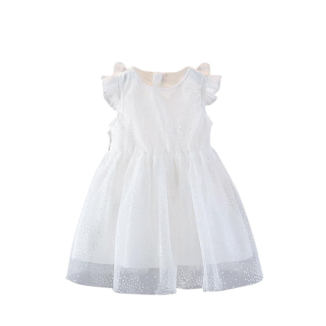 Girls Birthday Party Dress Glitter Sequin Ruffle Sleeve Princess Tulle Wedding Pageant Evening Gown 1-7Y