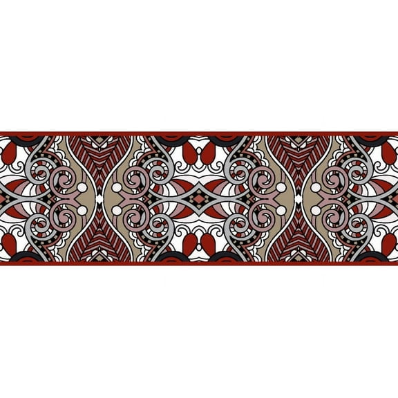 IBA Indianbeautifulart White Stripe & Ogee Decorative Fabric Laces For Crafts Printed Velvet Trim Fabric Sewing Border Ribbon Trims 9 Yards 3 Inches