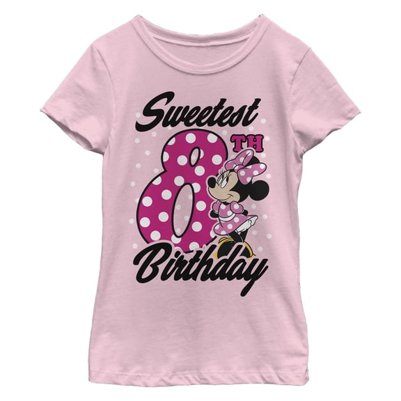 Girl's Minnie Mouse Sweetest 8th Birthday Dots Graphic T-Shirt