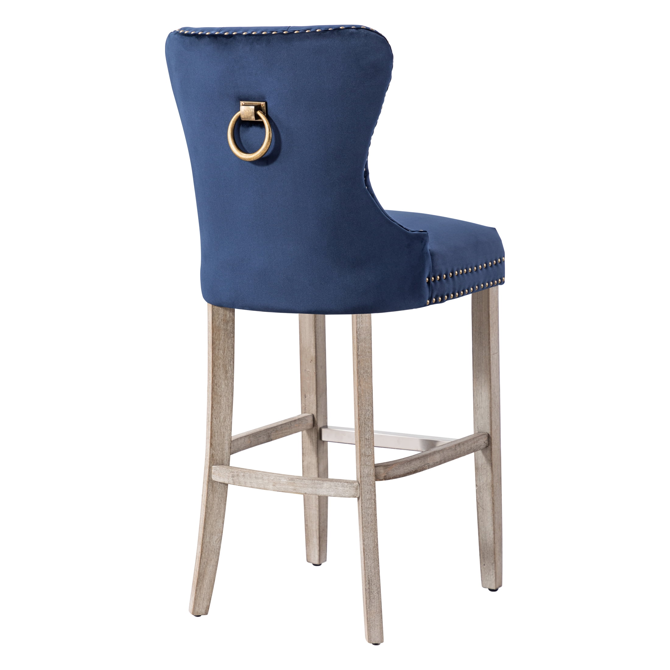 Westin Outdoor 29" Tufted Velvet Counter Stool, Antique Gray/Velvet Navy Blue