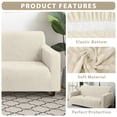 thumbnail image 7 of MJIAexp (31"-46") Stretch Sofa Cover Slipcover,Couch Covers for 1 Cushion Couch Sofa with sofa armrest,Pet Friendly Furniture Protector Sofa with Elastic Bottom for Kids,Jacquard lines(Beige), 7 of 7