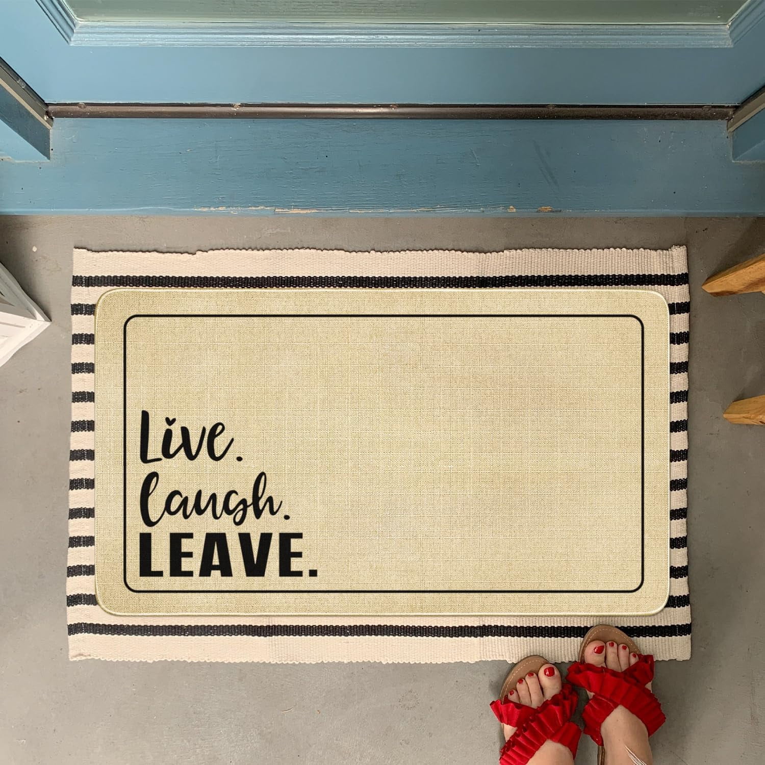 Funny Go Away Welcome Door Mats Outdoor,Live Laugh Leave Doormat, Cute Quick Drying Durable Low-Profile Rubber Backing Rug Indoor Entryway Front Porch Home Decor 30" x 17"