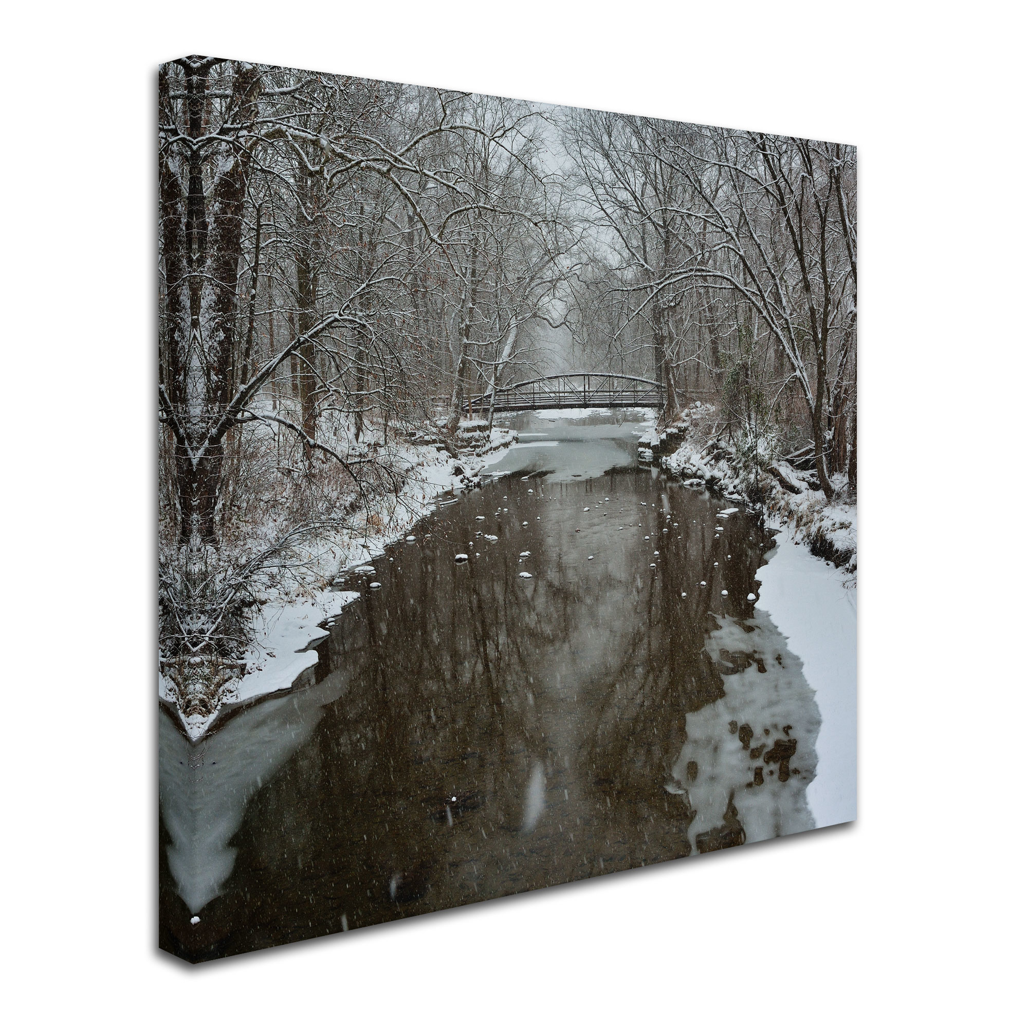 Trademark Fine Art "Winter Bridge" Canvas Art by Kurt Shaffer