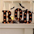 thumbnail image 2 of Decoraciones de Halloween para interiores: 4 letras LED iluminadas, letreros de marquesina con la frase Boo y Ghost para decoración de pared de cocina y sala de Halloween, letras de marquesina de, 2 of 5