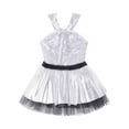 thumbnail image 4 of iEFiEL Girls Metallic Sequins Tutu Dress Dancewear Ballet Performance Skirted Leotard Silver 14, 4 of 7