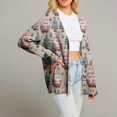 thumbnail image 6 of Women's Fashion Long Sleeve Christmas Print V-Neck Button Loose Cardigan Top, Knit Sweater for Casual Outfits and Comfort,Light pink,S, 6 of 7