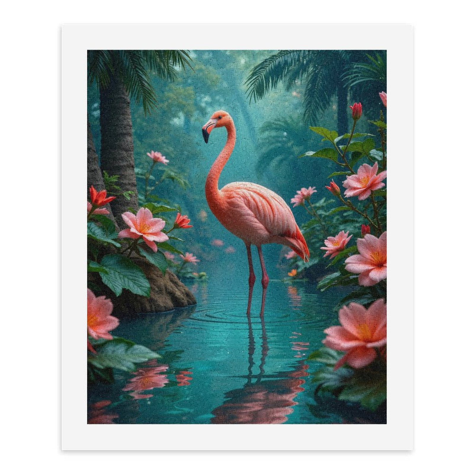 Paint by Numbers Kit for Adults, Pink Flamingo Tropical Paradise Paint by Numbers, Easy Paint by Numbers Kit for Adults Beginner, DIY Adult Paint by Number Kits on Canvas, Home Decor