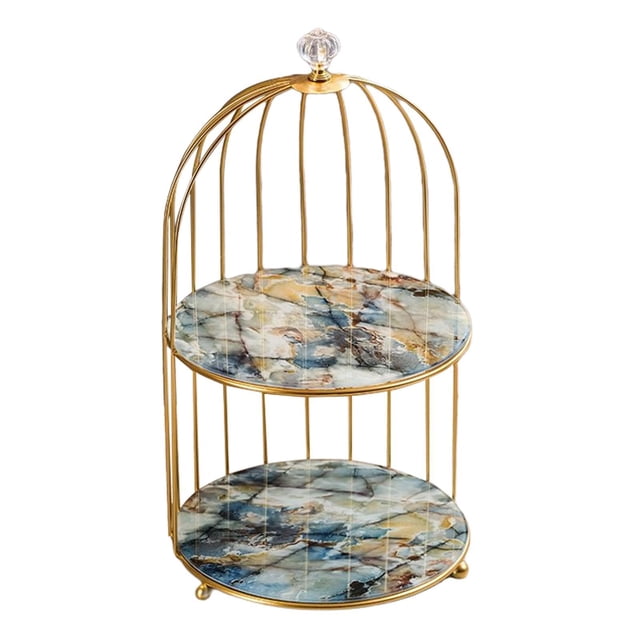 Wosthever Iron Bird Cage Cosmetic Organizer Bathroom Rack Storage Stand Holder Dresser Decoración del hogar 2 capas pintadas