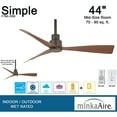 thumbnail image 2 of Minka-Aire Simple - 44" Ceiling Fan with 3 blades - Oil Rubbed Bronze w/ Extra Wall Control - F786-ORB-W, 2 of 3
