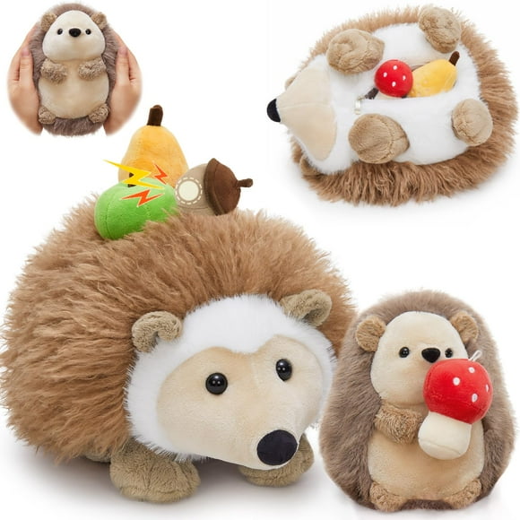 Juego de peluches con forma de erizo MaoGolan de 16 y 10 pulgadas con 4 frutas magnéticas